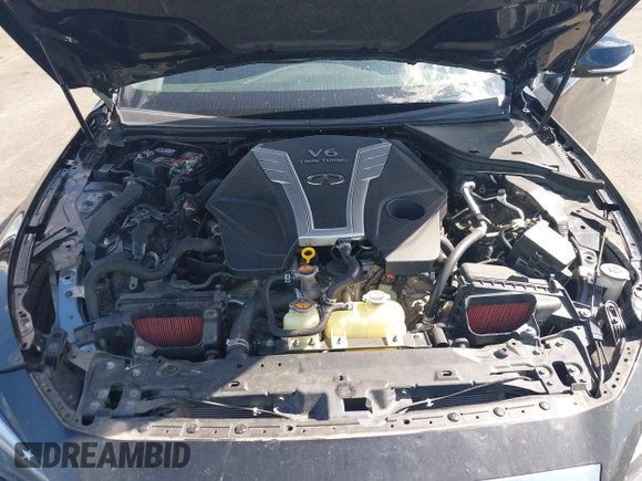 2018 Infiniti Q50 Red Sport 400 with VIN JN1FV7APXJM461106, listed as a IAAI auction lot 42347610 with 40,464 mi miles and . Bid and sale history available at DreamBid. Image 10.
