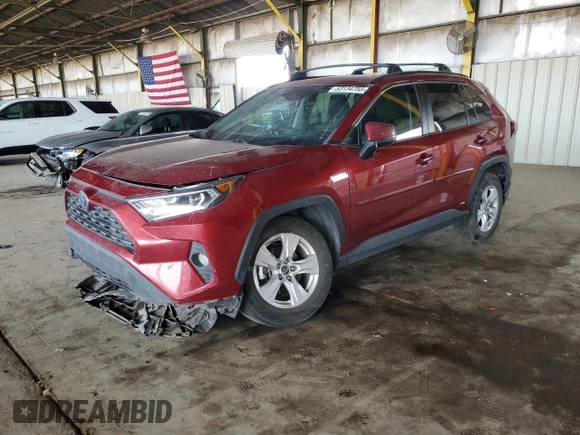 2019 Toyota RAV4 Hybrid XLE with VIN 2T3RWRFV7KW018121, listed as a Copart auction lot 53134755 with 184,512 mi miles and Clean Title. Bid and sale history available at carsss.com. Image 1.