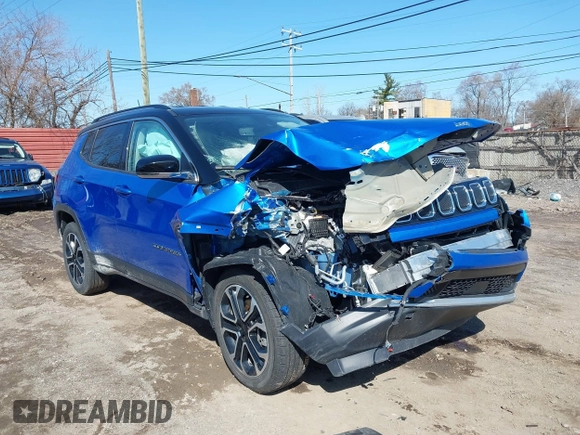 2022 Jeep Compass Limited with VIN 3C4NJDCB7NT185777, listed as a IAAI auction lot 41952891 with 28,820 mi miles and . Bid and sale history available at DreamBid. Image 1.