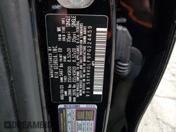 2023 Kia Sorento X-Line SX Prestige with VIN 5XYRKDLF9PG224459, listed as a Copart auction lot 85465904 with 25,136 mi miles and Salvage Title. Bid and sale history available at DreamBid. Image 14.
