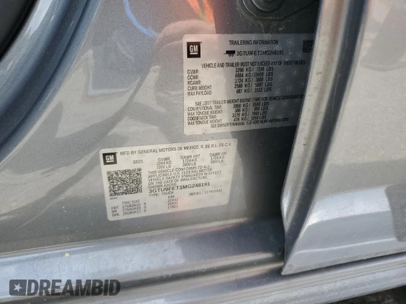 2021 GMC Sierra 1500 Denali z VIN 3GTU9FET1MG248191, wystawiony jako Copart lot #53705155 z przebiegiem 75 665 mil mil oraz Czysty tytuł • Clean title. Historia ofert i sprzedaży dostępna na DreamBid. Obrazek 12.
