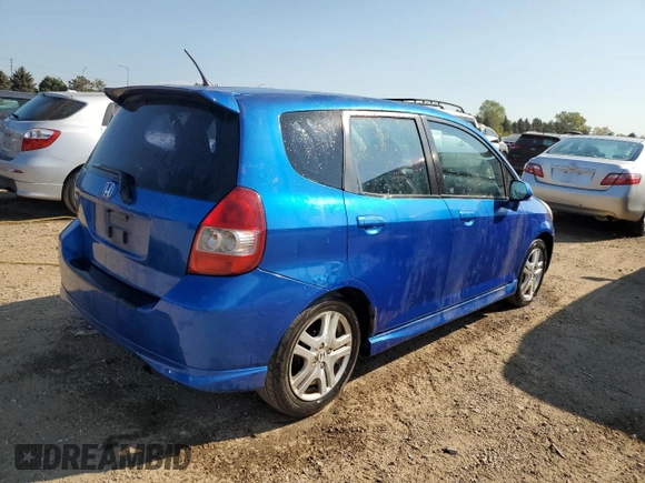 2007 Honda Fit Sport with VIN JHMGD38657S049365, listed as a Copart auction lot 71821854 with 193,150 mi miles and Salvage Title. Bid and sale history available at carsss.com. Image 3.