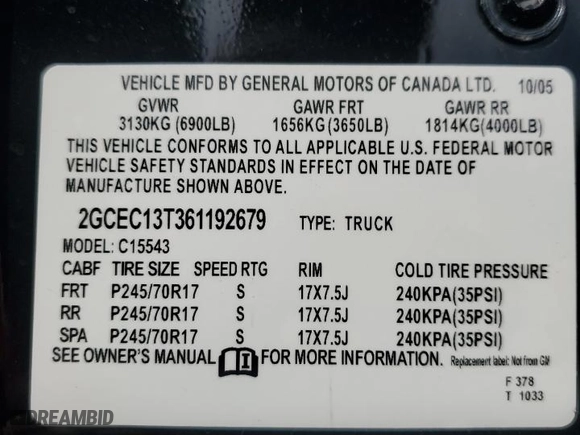 2006 Chevrolet Silverado 1500 LT1 with VIN 2GCEC13T361192679, listed as a Copart auction lot 46678595 with 204,718 mi miles and Salvage Title. Bid and sale history available at carsss.com. Image 13.