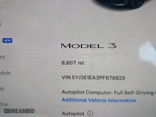2023 Tesla Model 3 with VIN 5YJ3E1EA3PF678825, listed as a IAAI auction lot 41283153 with 8,607 mi miles. Bid and sale history available at carsss.com. Image 15.