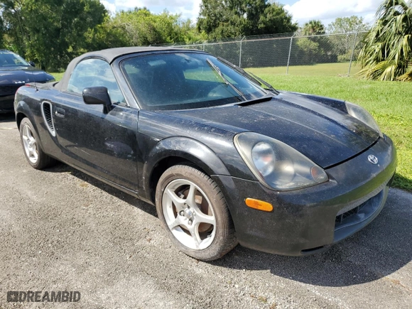 2000 Toyota MR2 Spyder with VIN JTDFR3201Y0005329, listed as a Copart auction lot 75106494 with 0 mi miles and Salvage Title. Bid and sale history available at carsss.com. Image 4.