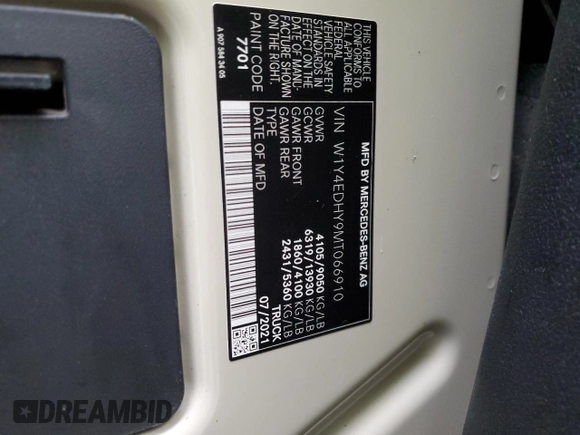 2021 Mercedes-Benz Sprinter with VIN W1Y4EDHY9MT066910, listed as a Copart auction lot 43480915 with 53,109 mi miles and Clean Title. Bid and sale history available at DreamBid. Image 13.