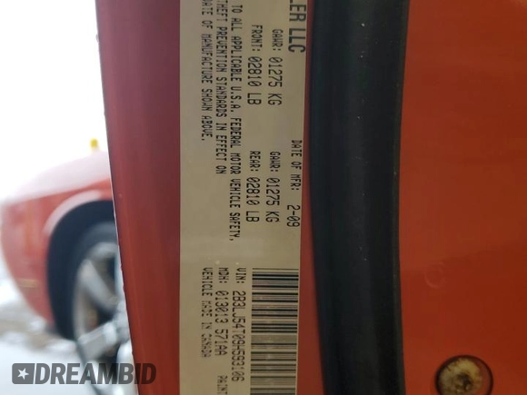 2009 Dodge Challenger R/T z VIN 2B3LJ54T09H593106, wystawiony jako Copart lot #58562535 z przebiegiem 134 380 mil mil oraz Szkoda całkowita • Salvage title. Historia ofert i sprzedaży dostępna na DreamBid. Obrazek 12.