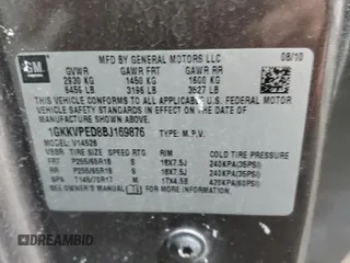 2011 GMC Acadia SLE with VIN 1GKKVPED8BJ169876, listed as a Copart auction lot 45568595 with 200,910 mi miles and Salvage Title. Bid and sale history available at carsss.com. Image 13.