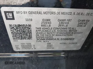 2020 Chevrolet Blazer LT z VIN 3GNKBBRA3LS596803, wystawiony jako IAAI lot #42060918 z przebiegiem 59 253 mil mil oraz . Historia ofert i sprzedaży dostępna na DreamBid. Obrazek 9.