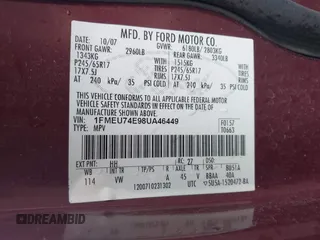 2008 Ford Explorer Eddie Bauer с VIN 1FMEU74E98UA46449, выставлен на аукционе IAAI как лот 42360816 с пробегом 127 014 миль миль и . История ставок и продаж доступна на DreamBid. Изображение 9.