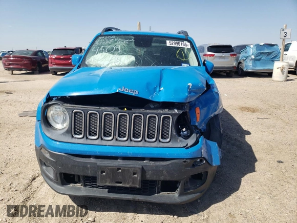 2015 Jeep Renegade Latitude with VIN ZACCJABT1FPB34509, listed as a Copart auction lot 52990165 with 53,098 mi miles and Salvage Title. Bid and sale history available at DreamBid. Image 5.