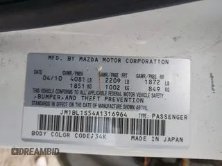 2010 Mazda 3 S Grand Touring with VIN JM1BL1S54A1316964, listed as a IAAI auction lot 42611104 with 158,688 mi miles and . Bid and sale history available at DreamBid. Image 9.
