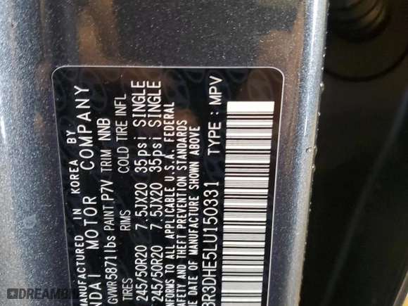 2020 Hyundai Palisade SEL with VIN KM8R3DHE5LU150331, listed as a Copart auction lot 42238695 with 51,415 mi miles and Salvage Title. Bid and sale history available at carsss.com. Image 13.