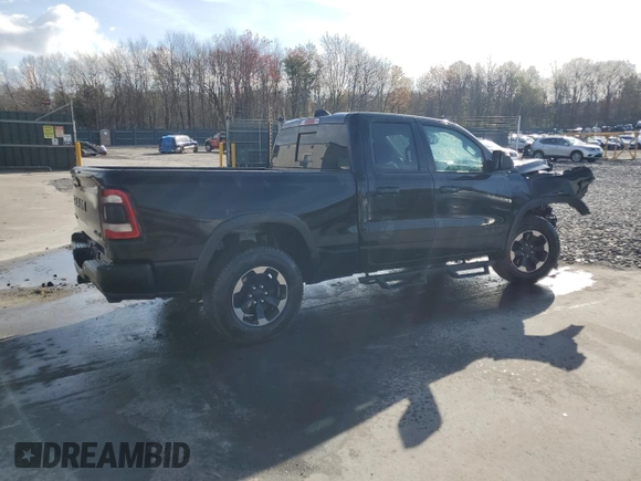 2019 Ram 1500 Rebel z VIN 1C6SRFET5KN580766, wystawiony jako Copart lot #54126805 z przebiegiem 129 515 mil mil oraz Szkoda całkowita • Salvage title. Historia ofert i sprzedaży dostępna na DreamBid. Obrazek 3.