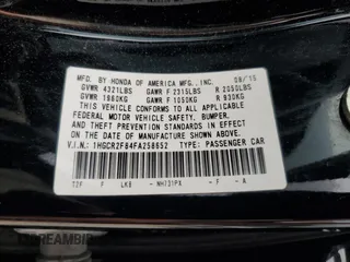 2015 Honda Accord EX-L with VIN 1HGCR2F84FA258652, listed as a Copart auction lot 63010695 with 143,310 mi miles and Clean title. Bid and sale history available at DreamBid. Image 12.