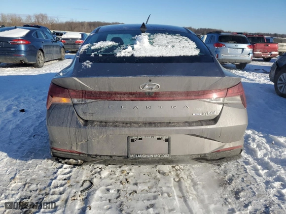 2023 Hyundai Elantra Hybrid Blue with VIN KMHLM4AJ5PU085822, listed as a Copart auction lot 46229045 with 12,839 mi miles and Clean Title. Bid and sale history available at carsss.com. Image 6.