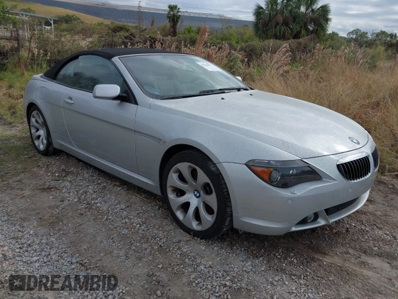 2005 BMW 6 Series 645Ci with VIN WBAEK73475B322960, listed as a IAAI auction lot 41044973 with Not Provided miles. Bid and sale history available at carsss.com. Image 1.