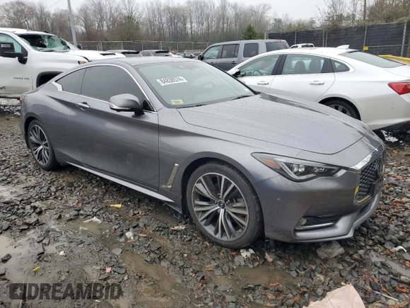 2021 Infiniti Q60 Luxe with VIN JN1EV7KL6MM470350, listed as a Copart auction lot 84838574 with 27,374 mi miles and Salvage title. Bid and sale history available at DreamBid. Image 4.