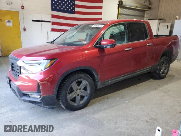2022 Honda Ridgeline RTL-E with VIN 5FPYK3F78NB015932, listed as a Copart auction lot 53505315 with 40,009 mi miles and Salvage title. Bid and sale history available at DreamBid. Image 1.