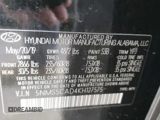 2019 Hyundai Santa Fe Ultimate with VIN 5NMS5CAD4KH127575, listed as a Copart auction lot 70787222 with 49,657 mi miles. Bid and sale history available at carsss.com. Image 15.