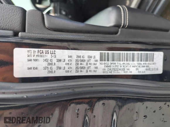 2016 Jeep Grand Cherokee Limited 75th Anniversary with VIN 1C4RJFBG2GC441039, listed as a Copart auction lot 54755875 with 97,242 mi miles and Salvage Title. Bid and sale history available at DreamBid. Image 13.