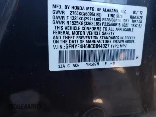 2012 Honda Pilot EX-L with VIN 5FNYF4H68CB044027, listed as a Copart auction lot 41783045 with 241,822 mi miles and Salvage Title. Bid and sale history available at carsss.com. Image 15.