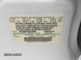 2012 Nissan Sentra S with VIN 3N1AB6AP1CL678585, listed as a IAAI auction lot 42634112 with 161,980 mi miles and . Bid and sale history available at DreamBid. Image 9.