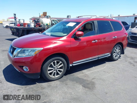 2014 Nissan Pathfinder SL with VIN 5N1AR2MN8EC725732, listed as a IAAI auction lot 42215625 with 110,641 mi miles and . Bid and sale history available at DreamBid. Image 2.