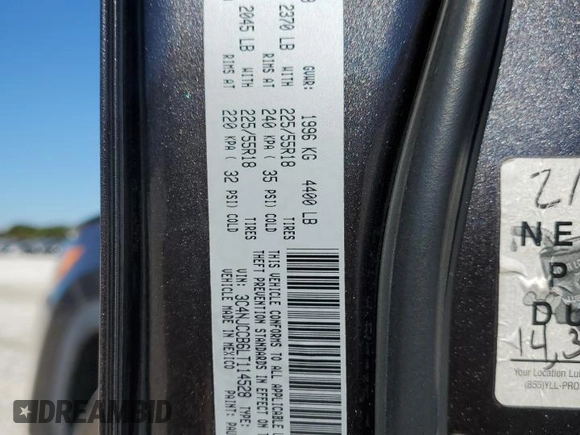 2020 Jeep Compass Limited with VIN 3C4NJCCB6LT114528, listed as a Copart auction lot 87847105 with 90,753 mi miles and Non Repairable. Bid and sale history available at carsss.com. Image 13.