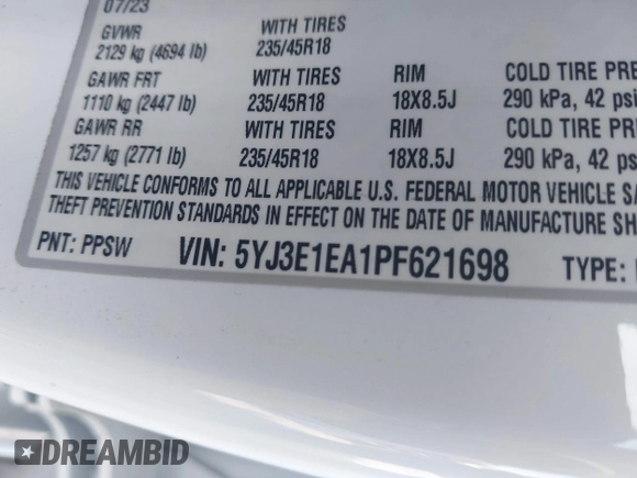 2023 Tesla Model 3 с VIN 5YJ3E1EA1PF621698, выставлен на аукционе IAAI как лот 42167852 с пробегом 23 778 миль миль и . История ставок и продаж доступна на DreamBid. Изображение 9.