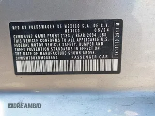 2024 Volkswagen Jetta S with VIN 3VW5M7BUXRM088453, listed as a IAAI auction lot 42000829 with 14,561 mi miles and . Bid and sale history available at DreamBid. Image 9.