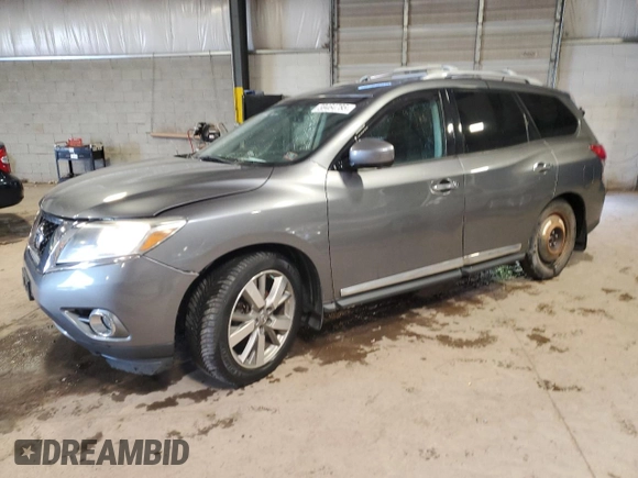 2015 Nissan Pathfinder SV z VIN 5N1AR2MMXFC709279, wystawiony jako Copart lot #59464785 z przebiegiem 92 343 mil mil oraz Szkoda całkowita • Salvage title. Historia ofert i sprzedaży dostępna na DreamBid. Obrazek 1.
