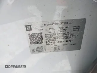 2020 GMC Acadia SLT with VIN 1GKKNULS1LZ147754, listed as a IAAI auction lot 41629826 with 85,528 mi miles and . Bid and sale history available at DreamBid. Image 9.