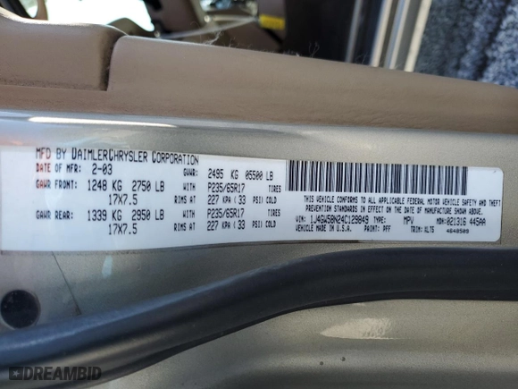 2004 Jeep Grand Cherokee Limited with VIN 1J4GW58N24C129849, listed as a Copart auction lot 48425475 with 116,014 mi miles and Salvage Title. Bid and sale history available at carsss.com. Image 15.