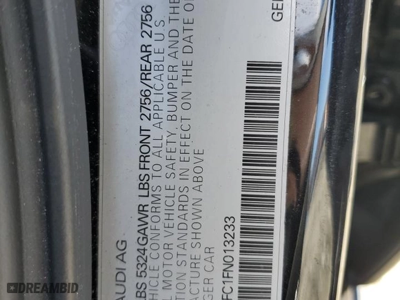 2015 Audi A6 3.0T Premium Plus with VIN WAUFGAFC1FN013233, listed as a Copart auction lot 46112515 with 136,415 mi miles and Salvage Title. Bid and sale history available at carsss.com. Image 14.