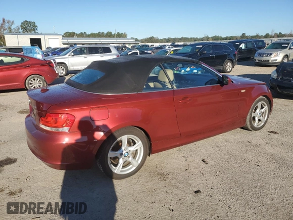 2013 BMW 1 Series 128i with VIN WBAUL7C51DVU08389, listed as a Copart auction lot 80650834 with 63,643 mi miles and Salvage title. Bid and sale history available at DreamBid. Image 3.