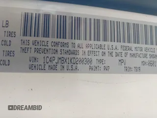 2019 Jeep Cherokee Trailhawk with VIN 1C4PJMBX1KD200300, listed as a IAAI auction lot 41781465 with Not Provided miles and . Bid and sale history available at DreamBid. Image 9.