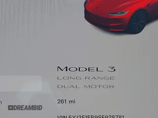 2025 Tesla Model 3 Long Range with VIN 5YJ3E1EB9SF928781, listed as a IAAI auction lot 41870681 with 261 mi miles and . Bid and sale history available at DreamBid. Image 16.