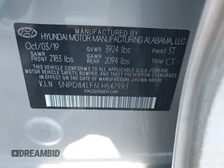 2020 Hyundai Elantra SEL z VIN 5NPD84LF6LH547993, wystawiony jako IAAI lot #41036804 z przebiegiem 72 360 mil mil oraz . Historia ofert i sprzedaży dostępna na DreamBid. Obrazek 9.