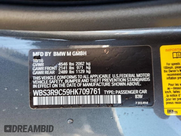 2017 BMW M4 with VIN WBS3R9C59HK709761, listed as a Copart auction lot 64412514 with 53,592 mi miles and Salvage Title. Bid and sale history available at carsss.com. Image 13.