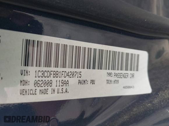 2015 Dodge Dart SXT with VIN 1C3CDFBB1FD420715, listed as a IAAI auction lot 41960282 with 114,252 mi miles. Bid and sale history available at carsss.com. Image 9.