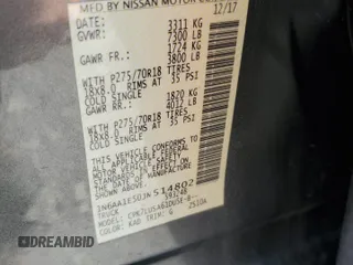 2018 Nissan Titan SV with VIN 1N6AA1E50JN514802, listed as a Copart auction lot 62342875 with 101,593 mi miles and Salvage title. Bid and sale history available at DreamBid. Image 12.