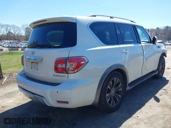 2018 Nissan Armada Platinum with VIN JN8AY2NE4J9735109, listed as a IAAI auction lot 41805637 with 186,219 mi miles. Bid and sale history available at carsss.com. Image 4.