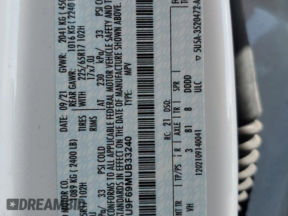 2021 Ford Escape S with VIN 1FMCU9F69MUB33240, listed as a Copart auction lot 61402505 with 47,041 mi miles and Salvage title. Bid and sale history available at DreamBid. Image 13.