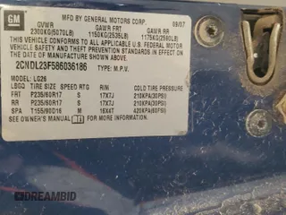 2008 Chevrolet Equinox LS z VIN 2CNDL23F586036186, wystawiony jako Copart lot #52630195 z przebiegiem 99 356 mil mil oraz Szkoda całkowita • Salvage title. Historia ofert i sprzedaży dostępna na DreamBid. Obrazek 14.