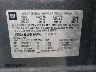 2018 Chevrolet Equinox LT with VIN 2GNAXJEV9J6126450, listed as a Copart auction lot 61061315 with 69,015 mi miles and Salvage title. Bid and sale history available at DreamBid. Image 13.