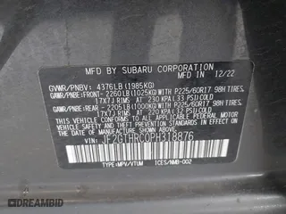 2023 Subaru Crosstrek Sport with VIN JF2GTHRC0PH318876, listed as a IAAI auction lot 41831693 with 54,084 mi miles. Bid and sale history available at carsss.com. Image 9.