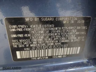 2020 Subaru Crosstrek Premium with VIN JF2GTAPC4L8202181, listed as a IAAI auction lot 41964713 with 33,172 mi miles. Bid and sale history available at carsss.com. Image 9.
