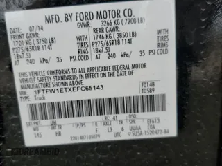 2014 Ford F-150 XL with VIN 1FTFW1ETXEFC65143, listed as a Copart auction lot 55366185 with 160,846 mi miles and Clean Title. Bid and sale history available at carsss.com. Image 12.