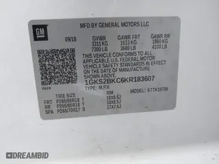 2019 GMC Yukon SLT with VIN 1GKS2BKC6KR183607, listed as a IAAI auction lot 41557880 with 120,971 mi miles. Bid and sale history available at carsss.com. Image 9.